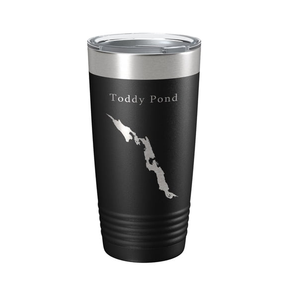 Toddy Pond Tumbler Lake Map Travel Mug Insulated Laser Engraved Coffee Cup Maine 20 oz Black