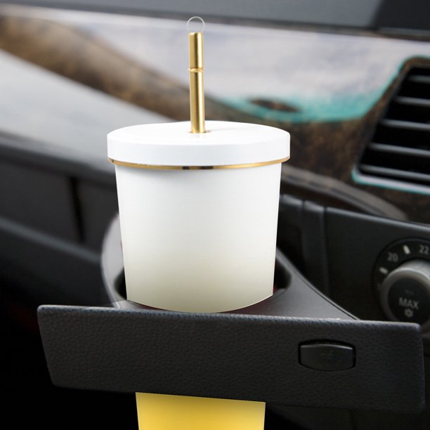 Taza de agua para coche de 750 ml, frascos de vacío de paja con gradiente a prueba de fugas, taza de café (amarillo) Likrtyny Para Estrenar
