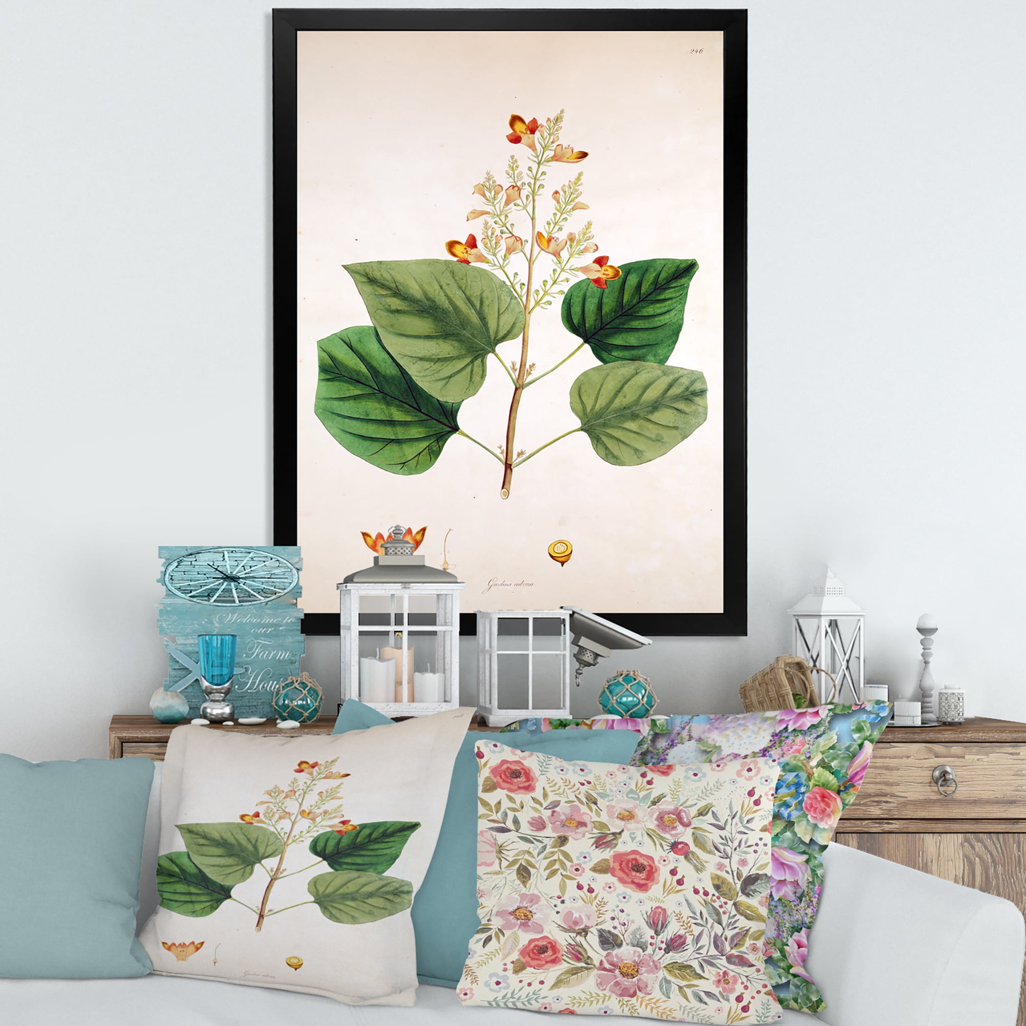Designart 'Ancient London Plants XII' Farmhouse Framed Art Print