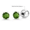 thumbnail image 6 of Gem Stone King Platinum Stud Earrings for Women Men 1.00 Ct Round 5mm Green Chrome Diopside, 6 of 6