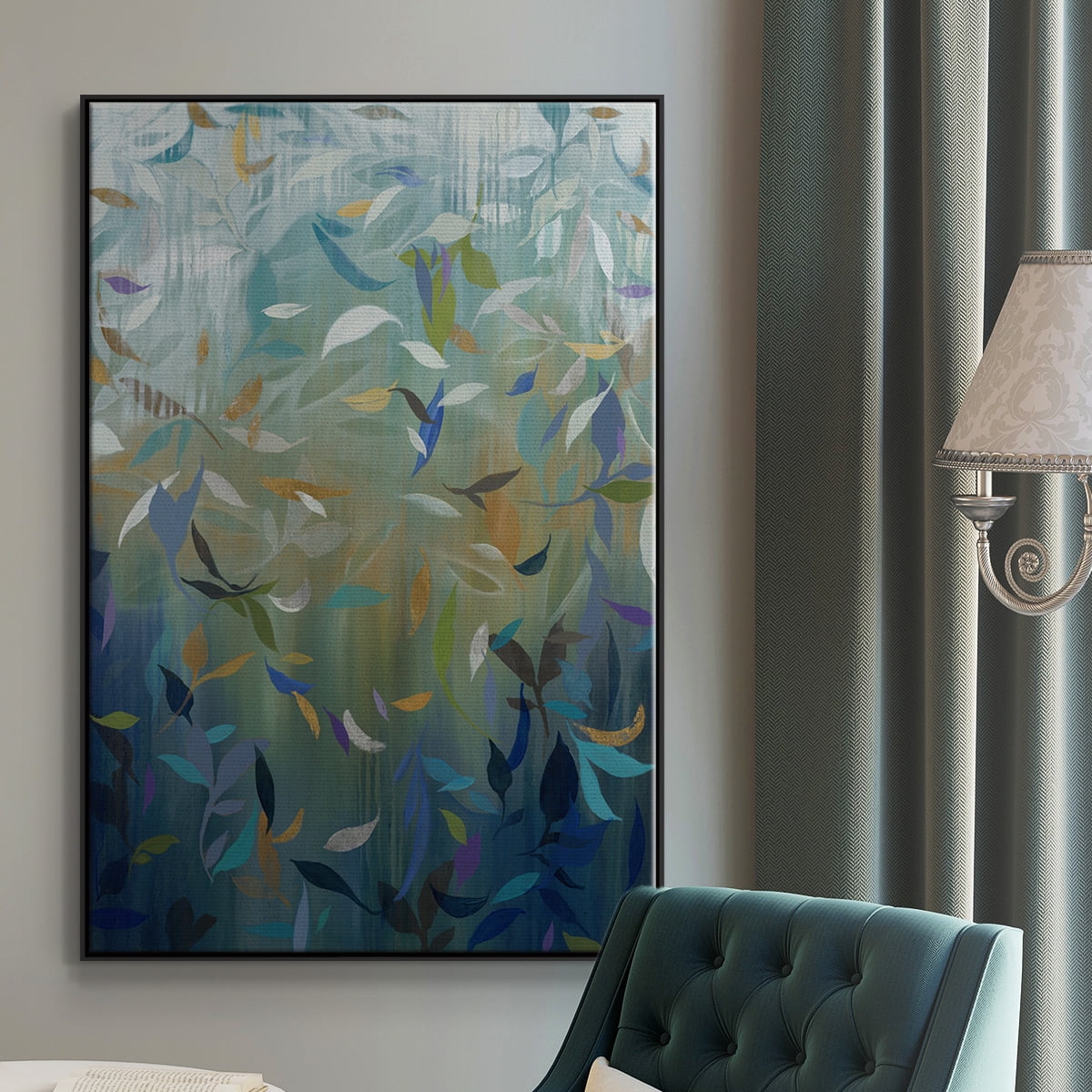 Falling Leaves Framed Premium Gallery Wrapped Canvas - Ready to Hang