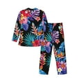 thumbnail image 2 of Kll Tropical Palm Leaves Sleepwear Mens Flannel Pajamas,Long Cotton Pj Set, 2 of 9