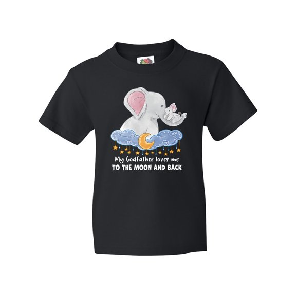 Inktastic My Godfather Loves me to the Moon and Back Elephant Family Youth T-Shirt