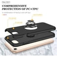 thumbnail image 5 of Shockproof Case for iPhone SE 3/SE 2020/7/8, [Embedded Finger Ring] Military Grade Phone Case Cover with Reinforced Metal Stand Kickstand [Support Magnetic Car Holder] for iPhone SE 3, Black, 5 of 14