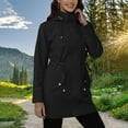 thumbnail image 2 of jtjvou Rain Slicker with Cinched Waist Hooded Hiking Jackets for Women Waterfpoof Long Raincoat Lightweight Active Outdoor Rain Jacket Black M, 2 of 8