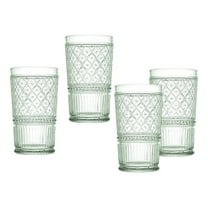 Godinger Highball Drinking Glasses, Tall Glass Cups, Vintage Decor, Water Glasses, Cocktail Glasses - Claro Collection, Large 17oz, Green, Set of 4