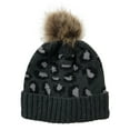 thumbnail image 3 of Herrnalise Women Casual Leopard Stitching Outdoor Plush Hats Crochet Knit Beanie Cap, 3 of 3