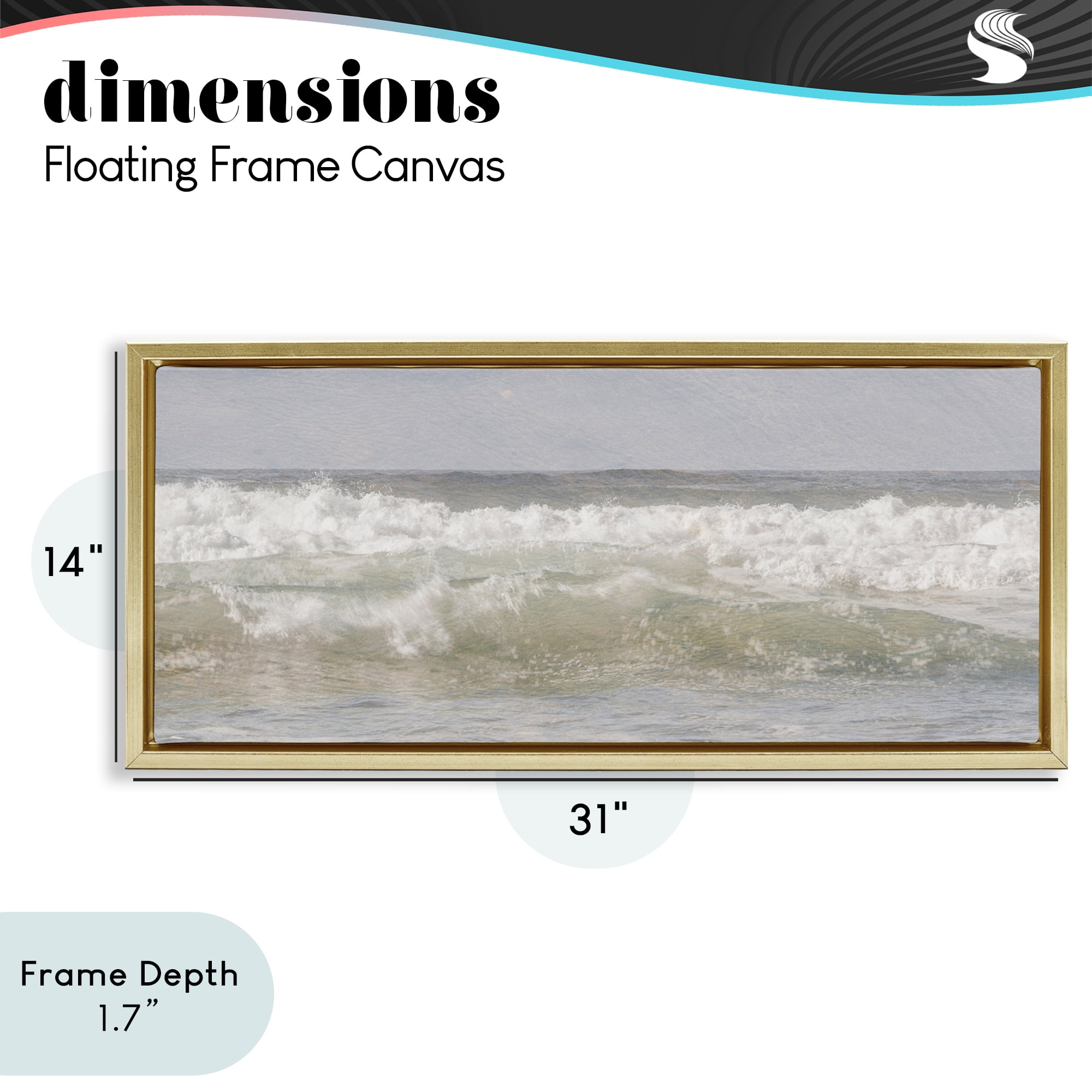 Stupell Industries Panoramic Breaking Waves Gold Framed Floater Canvas Wall Art, design by Melissa McClain