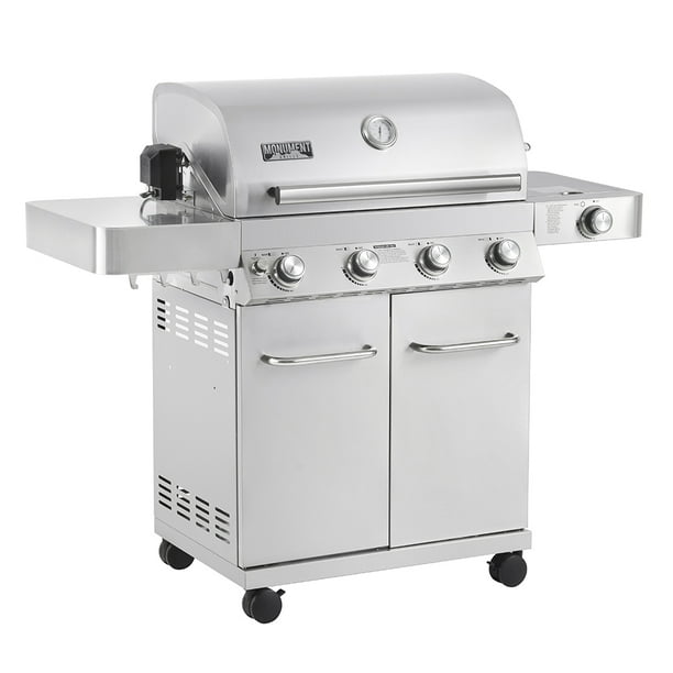 Monument Grills Stainless Steel 4 Burner Propane Gas Grill Rotisserie -
