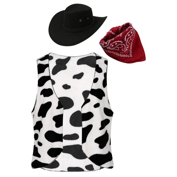 Zaldita Men's Western Cowboy Waistcoat Vest Soft Flannel Vest Jacket Set for Halloween Party Black M