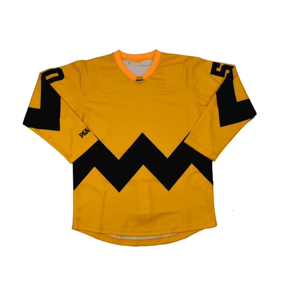Stitched Movie Jerseys Charlie Browns Peanut Yellow Hockey Jersey 