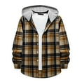 thumbnail image 2 of Men Plaid Flannel Hoodie Jacket Long Sleeve Casual Button Up Quilted Buffalo Thermal Shacket Shirt Winter Spring Lightweight Shirts Outwear Tops, 2 of 9