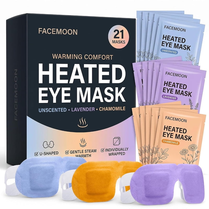21 Pack Steam Eye Masks for Dry Eyes, Self Heating Heated Eye Masks Moist Heat Warm Compress for Stye Fast Relief, Puffy Sensitive Eyes, Disposable Eye Therapy Mask Variety