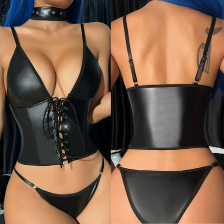 

EQWLJWE Sexy Lingerie for Women Sexy Women Lingerie Bandage Leather Temptation Babydoll Underwear Underpants Sleepwear Thong T-String Suit