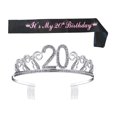 thumbnail image 4 of Haust 1 Juego Número 20 Corona de Diamantes de Imitación Peine para el Cabello y Faja con Estampado de Letras Decoración Tocado Tiara Accesorio para la Cabeza Decoración de Cumpleaños Cinturón de, 4 of 7