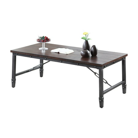 Best Master Furniture Dark Walnut With Black Iron Coffee Table 3 Piece (Best All Hybrid Iron Sets)