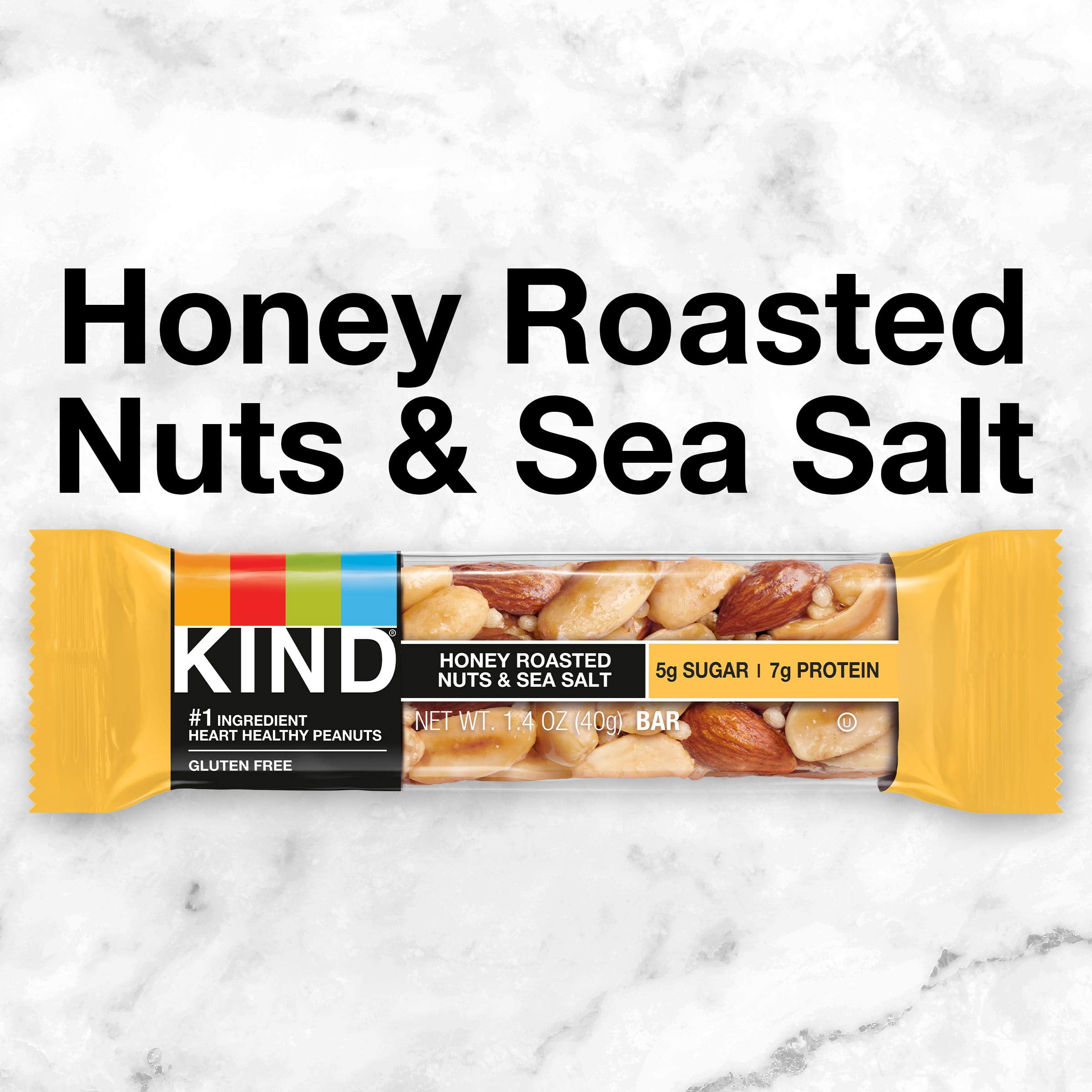 KIND Honey Roasted Nuts & Sea Salt Bars – 12ct, 1.4 oz Each (16.8 oz Total), 7g Protein, 5g Sugar, Gluten-Free Nut Snack Bars