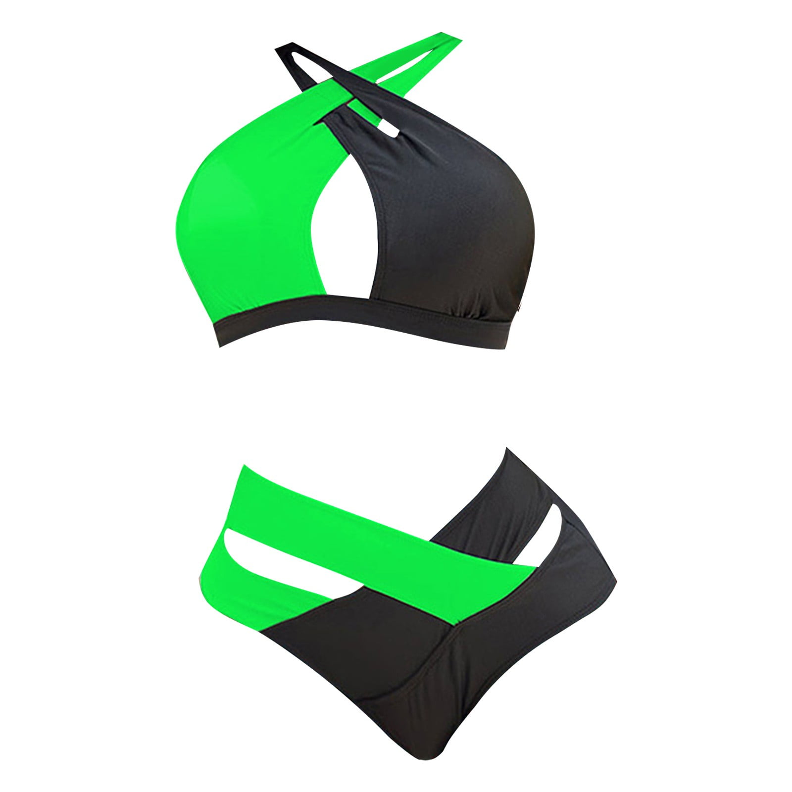 sebtyili women's 2 piece bathing suits halter ring bikini set with