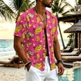 thumbnail image 2 of Uwinwear Men's Linen Cotton Short Sleeve Button Up V Neck Shirts Lightweight Tops Hawaiian Summer Beach Printed Casual Shirts Breathable Casual Wear,Red,XL, 2 of 8