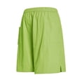 thumbnail image 3 of Men's Shorts Solor Color Casual Elastic Waist Drawstring Athletic Shorts with Bcak Pocket Split-Hem Straight-Leg Workout Shorts for Outdoors, 3 of 4