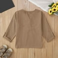thumbnail image 4 of Ltctricy Girls' Cotton Linen Tops Children Long Sleeve V Neck Half Button Solid Color Henley T Shirts Casual Tee Blouses(Khaki,7-8 Years), 4 of 4