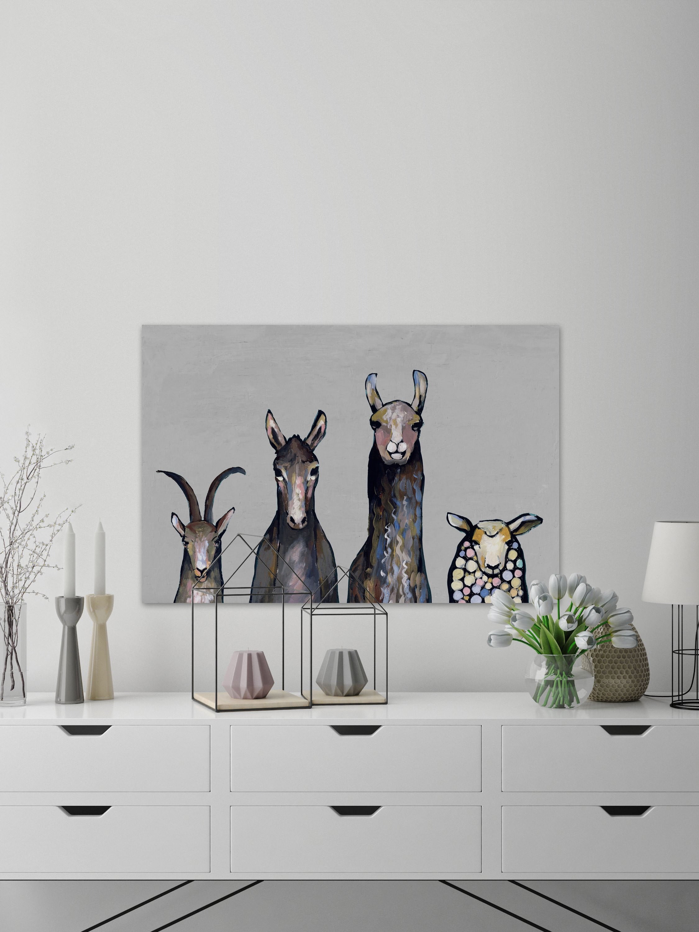 Animal Row III Painting Print on Wrapped Canvas