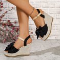thumbnail image 3 of Rokment Womens Bowknot Wedge Dressy Sandals Elegant Open Toe Ankle Strap Platform Chunky High Heels Summer Dress Shoes for Bride Wedding Business Office, 3 of 7