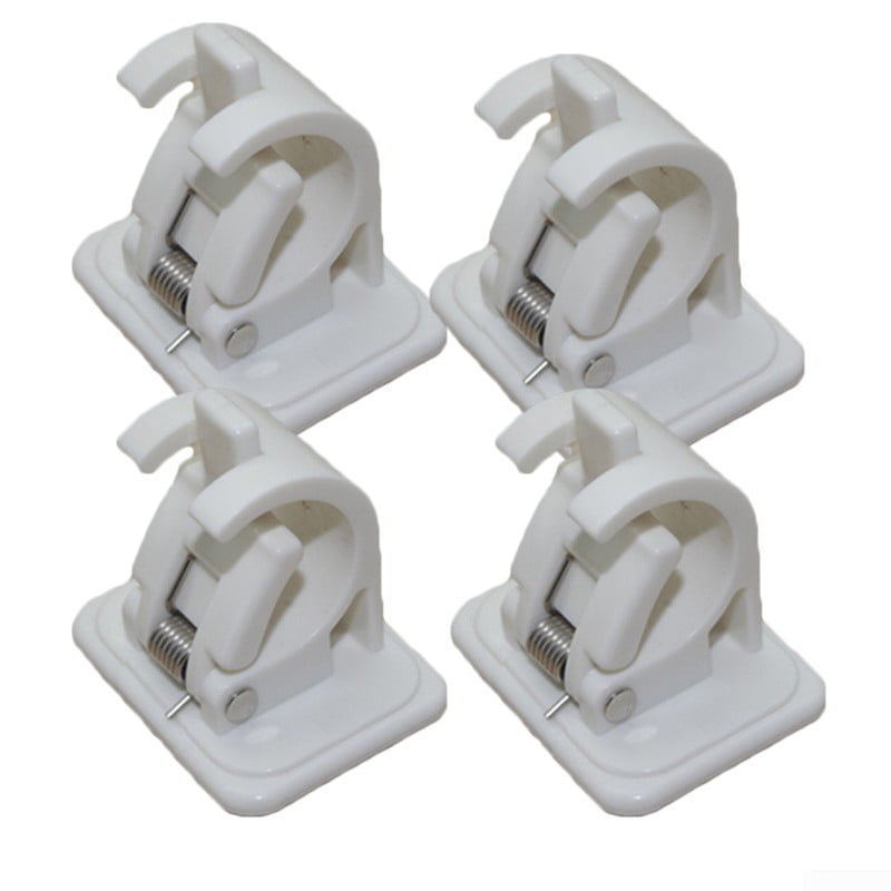 4pcs Curtain Rods Bracket Hanger Crossbar Wall Hooks Rails Clips Accessories