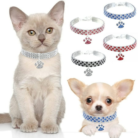 Pet Collar with Diamonds  Adjustable Crystal Diamond Elastic Pendant Wedding Cat and Dog Small Pet Necklace Jewelry