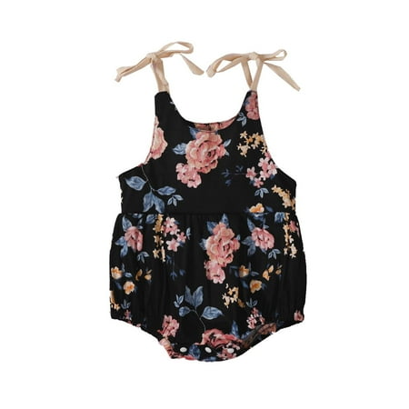 

Binmer Toddler Baby Girls Summer Lace-Up Printed Romper Coverall
