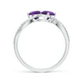 thumbnail image 2 of ANGARA Natural Round Amethyst Two Stone Bypass Ring with Diamonds in 925 Sterling Silver for Women (Size-5mm) | February Birthstone, Anniversary, Jewelry Gift for Women | Natural Amethyst Ring, 2 of 9