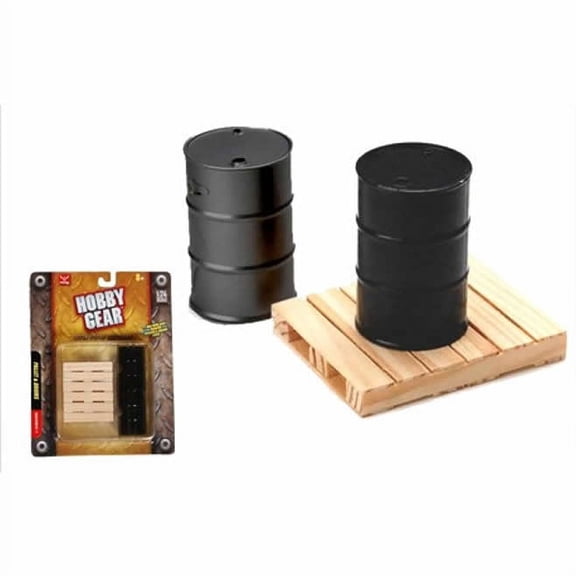 55 Gallon Drums and Pallet 1/24 Scale Plastic Model Accessory