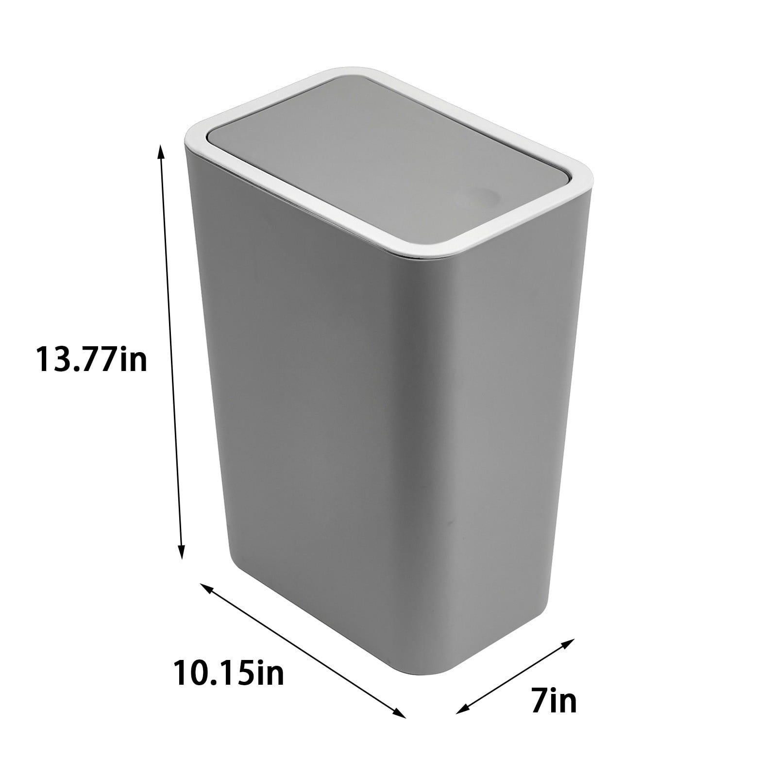 KITTEHIGM Bathroom Trash Can Small Bathroom Trash Can with Press Lid Plastic Wastebasket with Press-to-Open Lid for Toilet Office Bedroom Living Room Space-Saving Garbage Bin for Home Use