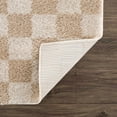 thumbnail image 6 of BoutiqueRugs Canika Modern Checkered Shag Rug - High Pile Fluffy Shaggy Carpet for Hallway, Nursery, Playroom, Girls Boys Room - Machine Washable - Peach, Beige - 2' x 2'11", 6 of 18