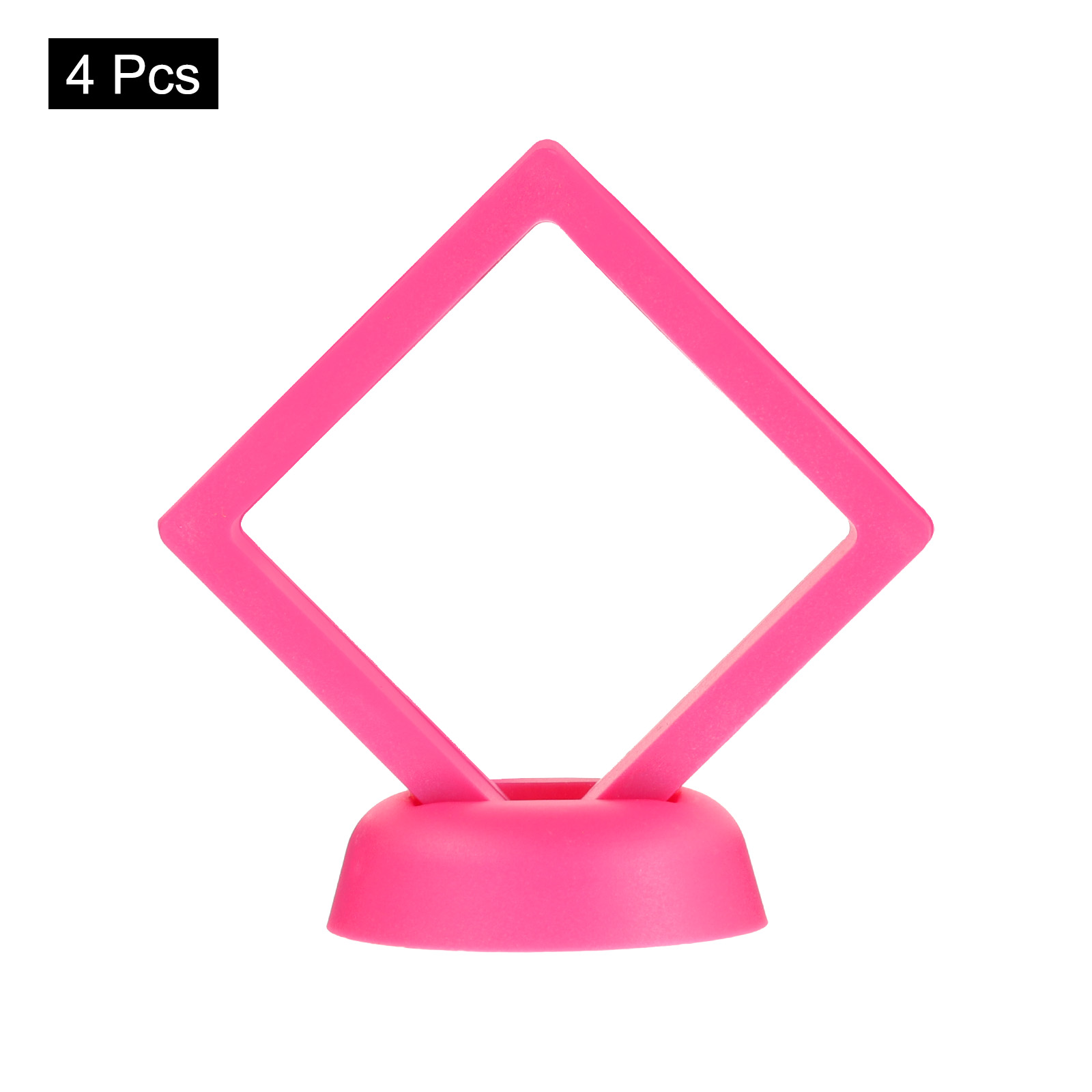 Unique Bargains 4Pcs Floating Frame Display Holder Stand 2.76" x 2.76" x 0.8" Rose Red