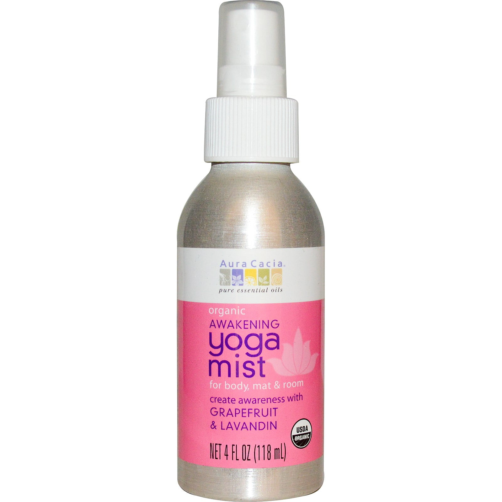 Aura Cacia, Yoga Mist, Organic Awakening, Grapefruit & Lavandin, 4 fl oz (pack of 1) by
