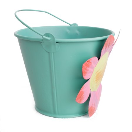 Pastel Flower Summer Tropical Luau Decoration Metal 4" Gift Buckets