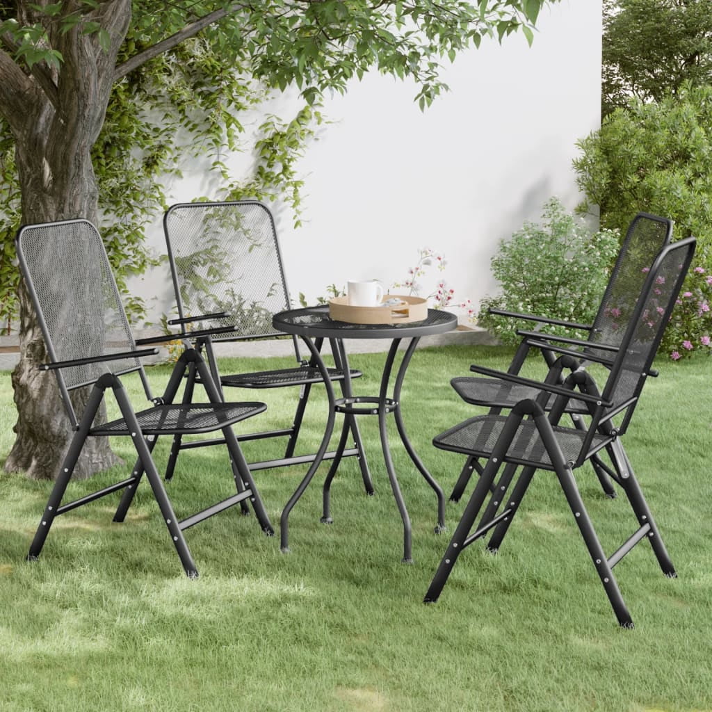 vidaXL Outdoor Seating Adult Modern Iron Indoor Patio Waterproof Folding & Stacking Chairs, Multicolor (Set of 2)