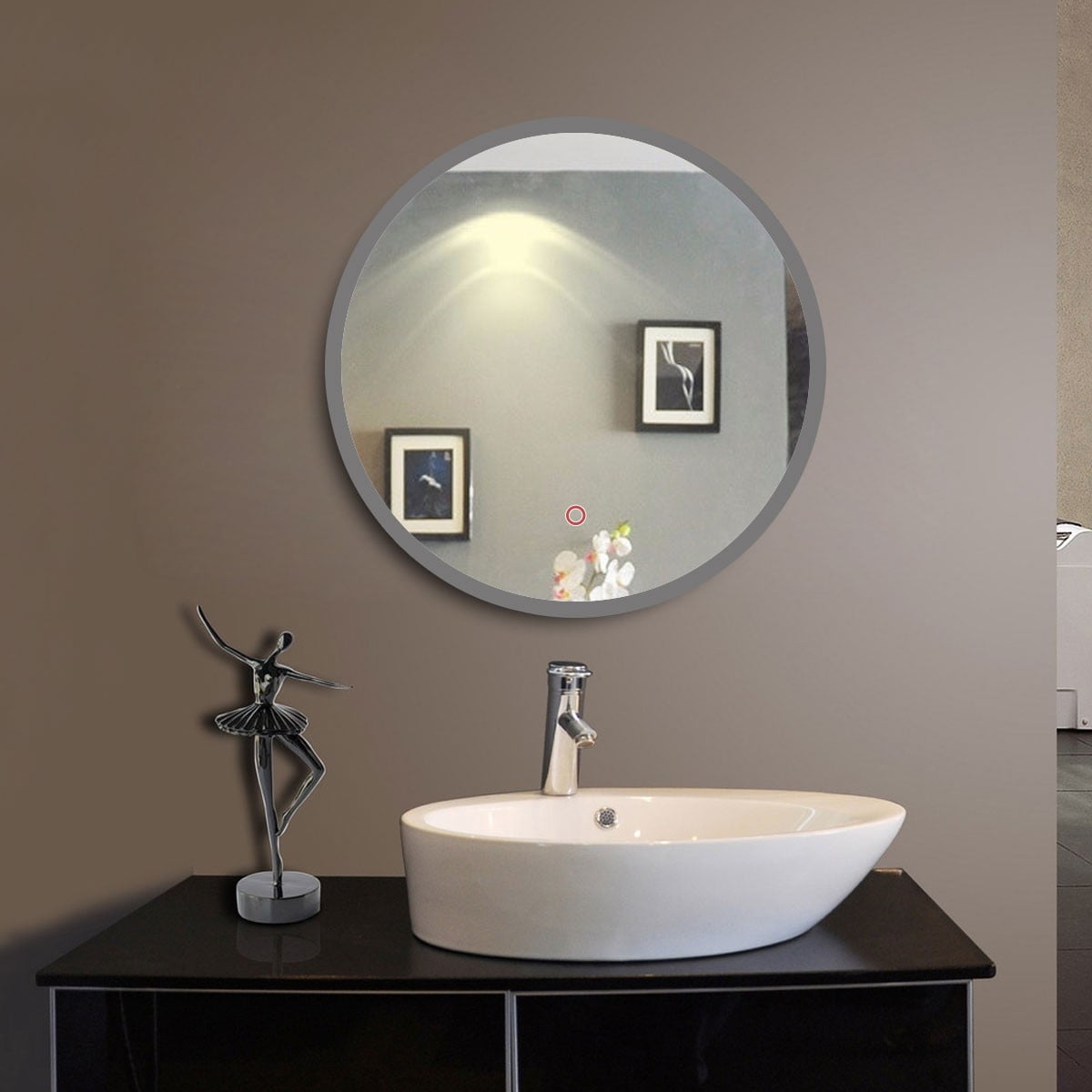 Decoraport Classic Bathroom Round Mirror Wall Mounted Backlit Decoraport Classic Bathroom Round Mirror Wall Mounted Backlit Vanity With Touch Sensor Frameless Lighted Makeup 36 X 28 Inch Cl065 1