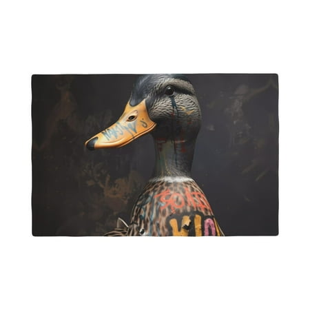 

Table Placemats Set of 4 - Graffiti Cool Duck 12x18 In Faux Linen Double Heat Resistant Place Mats Cloth Indoor/Outdoor Placemats Washable Table Mats for Dining Kitchen Party