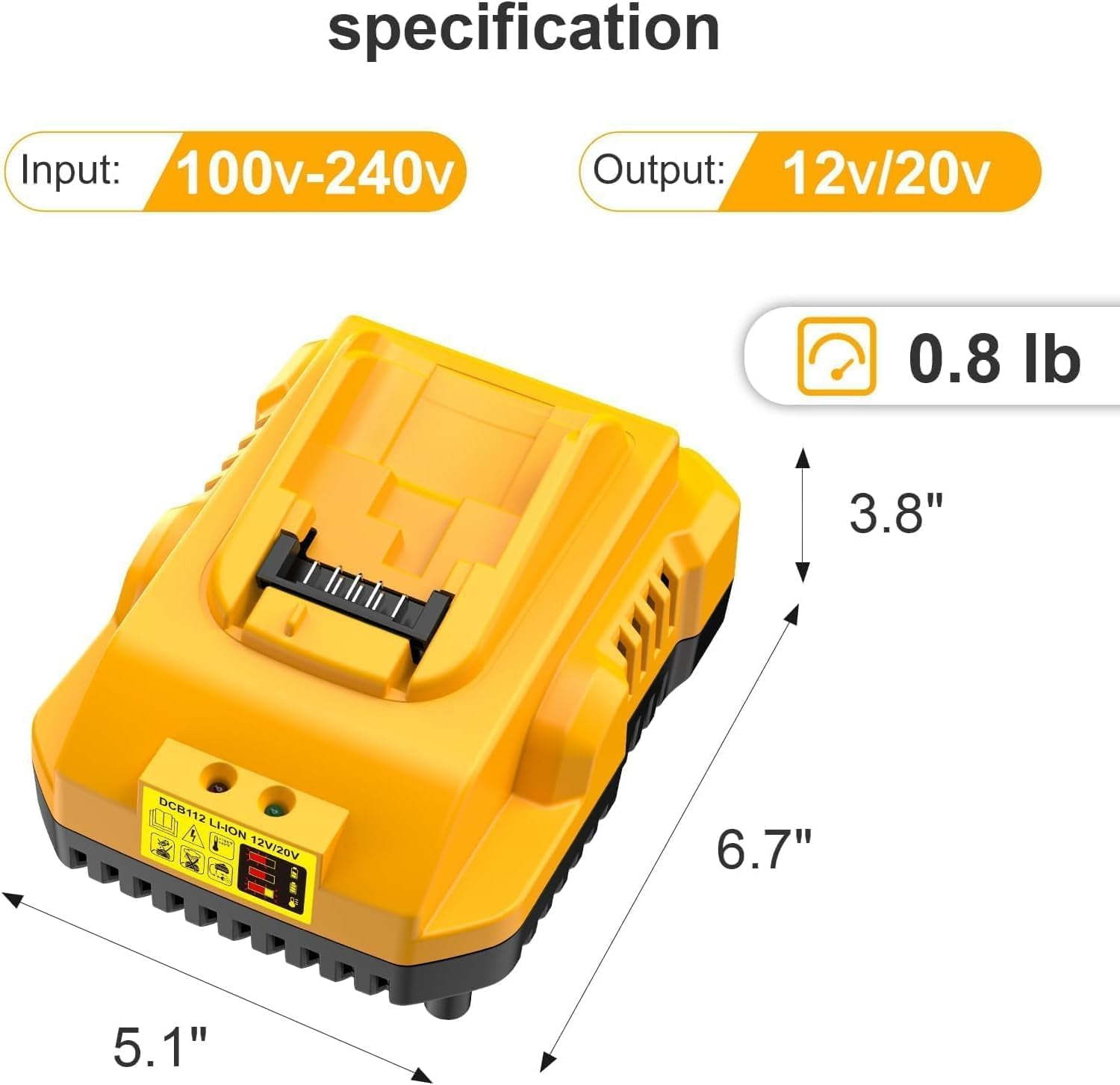 20v Max Battery Replacement for de--walt Battery 5.0Ah with DCB112 Battery Charger Station for DCB200 DCB120