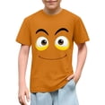 thumbnail image 1 of Blusas y camisas de manga corta con cuello redondo para niños y niñas, color liso, con estampado de expresión linda, manga corta, holgadas y cómodas, blusa para niña, 1 of 6