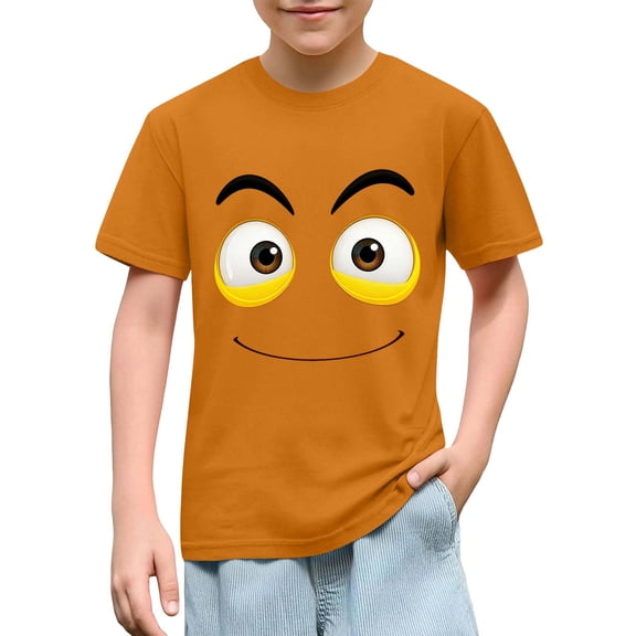 JOANKDMI Funny 3D Cartoon T Shirts Boys Girls 7-8 Short Sleeve Crewneck Novelty Face Print Tops Casual Summer Graphic Tees Cool Holiday Activewear Clothes for Kids Youth