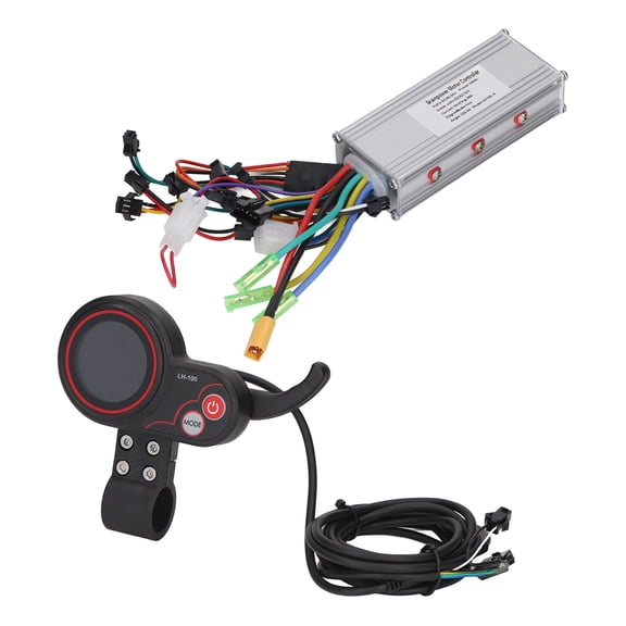 NFTIGB 48V 60V Electric Bike Scooter Controller Kit with Round Colorful Thumb Throttle LH100 LCD Panel for 500W Motors E-Bike Conversion Part