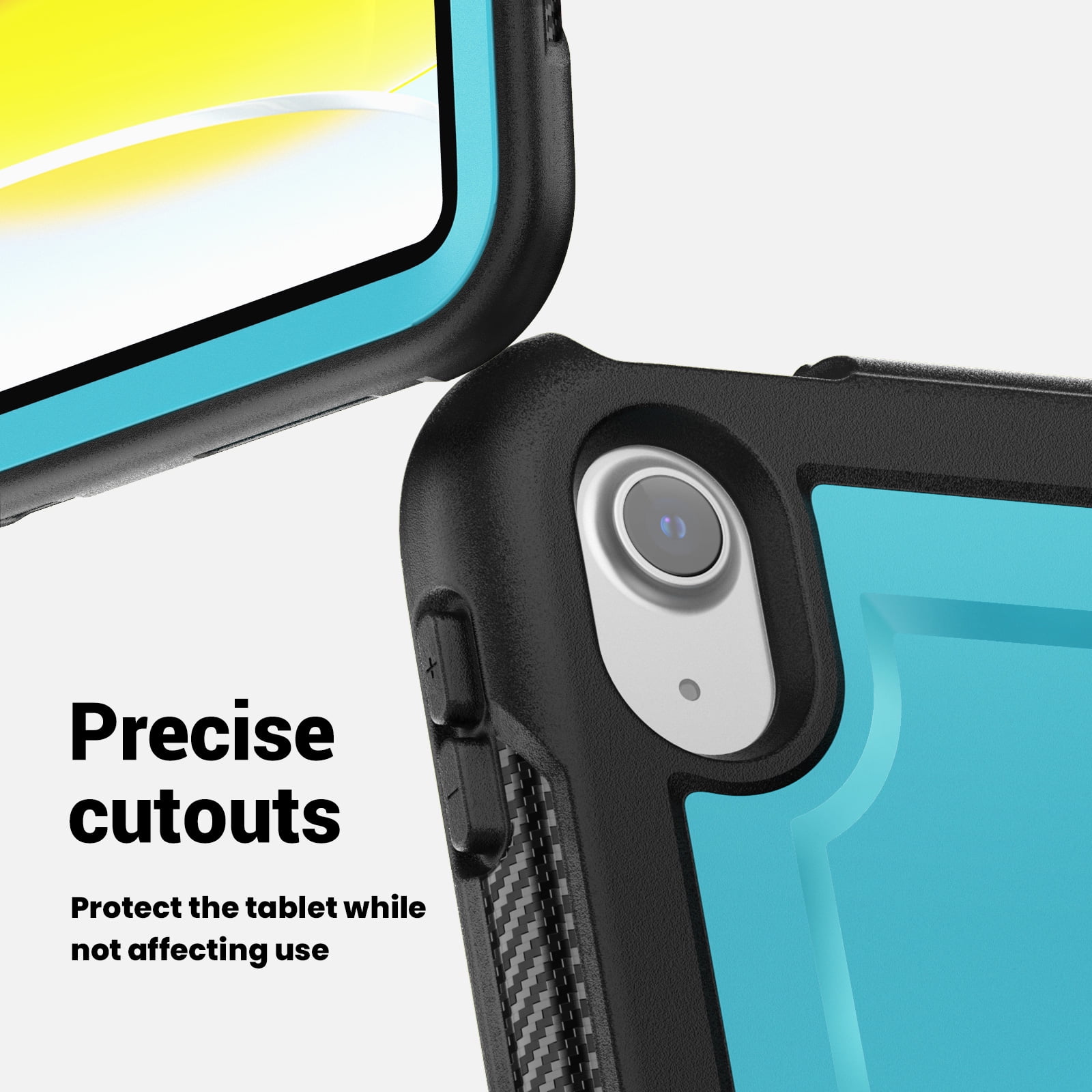Shockproof Case for Apple iPad 11th 10th Generation 2025 2022, Rugged Hybrid Protective Cover with Pencil Holder & Shoulder Strap Kids Friendly Rotating Stand Case for iPad 11th 10th Gen, Lightblue