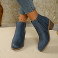 thumbnail image 5 of Mostsola Ankle Boots for Women Stacked Heel Zipper Booties Retro Pointed Toe Chelasa Boot, 5 of 9