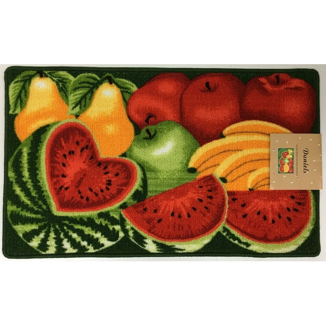 DANIELS WATERMELON, APPLES AND FRUIT KITCHEN RUG WITH NON SKID BACK