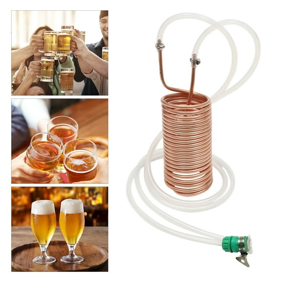 Copper Immersion Wort Chiller Coil Homebrew for Beer Brewing with Hose Clamps