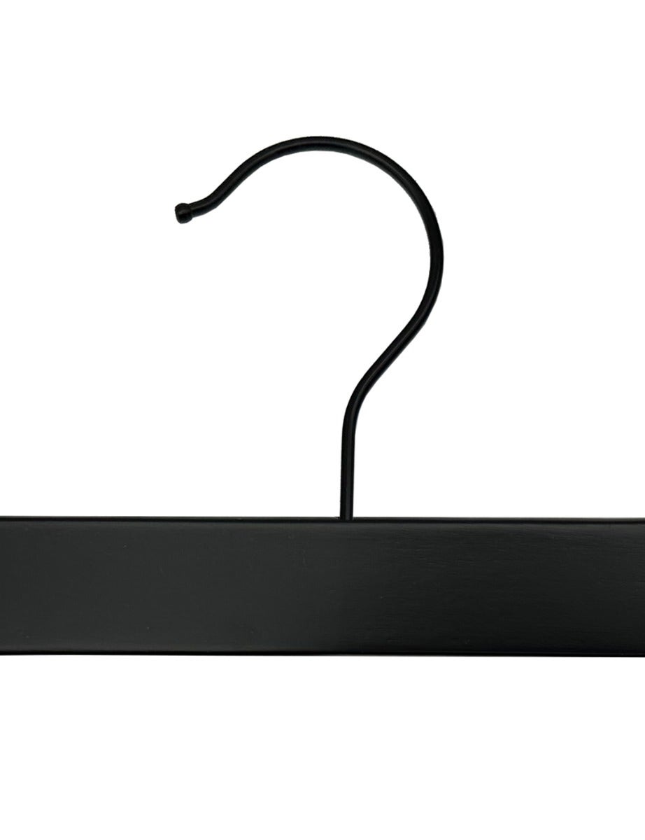 Nahanco 14" NAHANCO SlimLine Wooden Pant/Skirt Hanger With Padded Clips - Black With Black Hardware