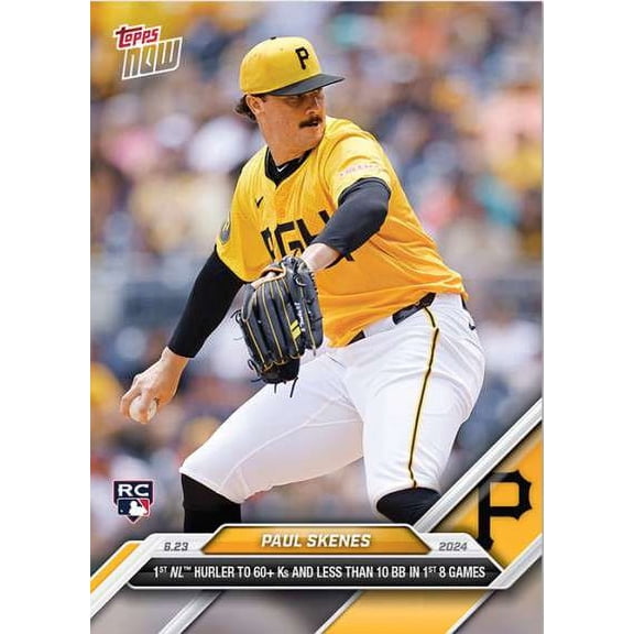 MLB 2024 NOW Baseball    Paul Skenes #334 (Rookie, 1st NL Hurler to 60  Ks & Less Than 10 BB in 1st 8 Games)